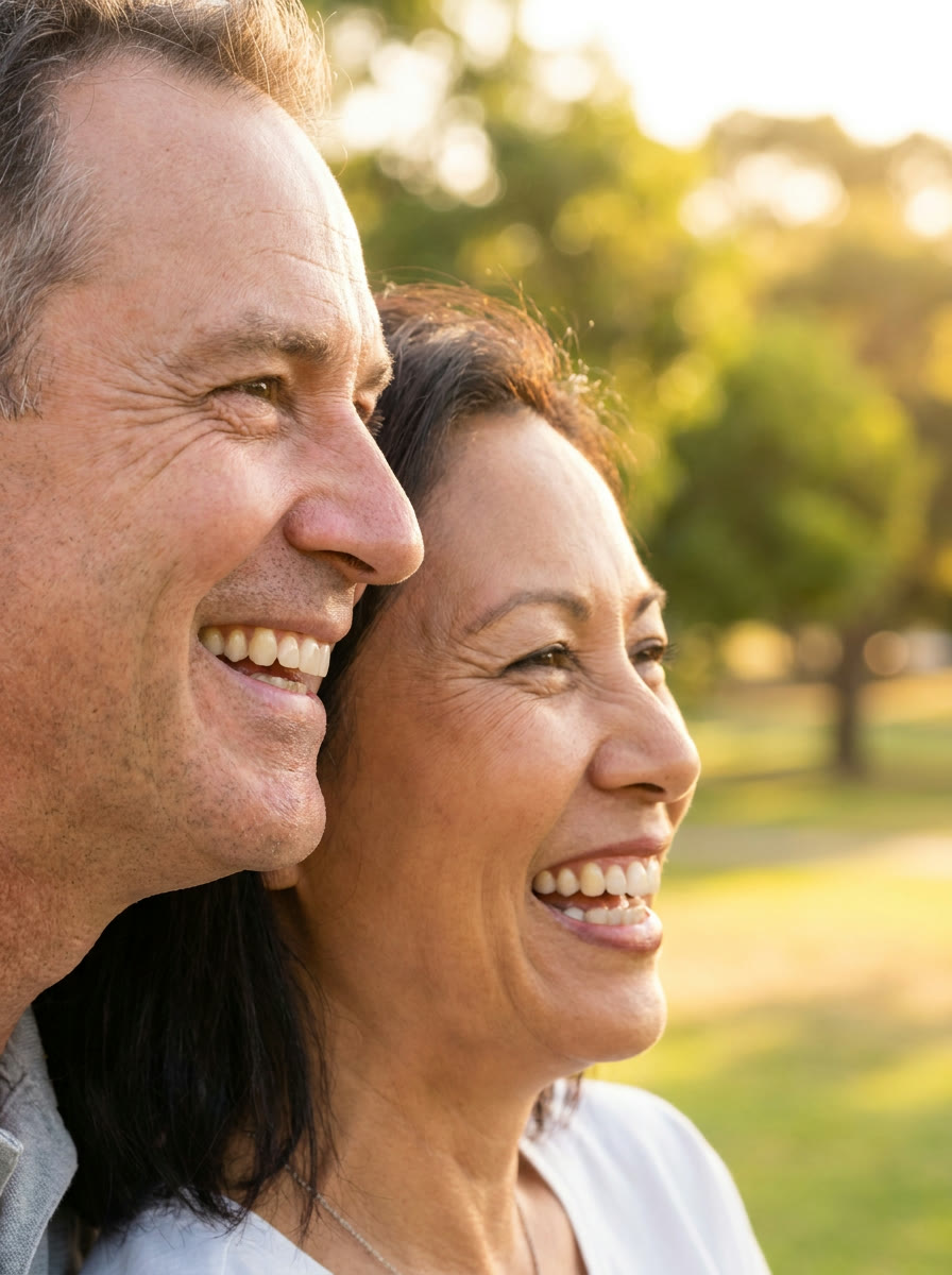 A smiling couple outdoors